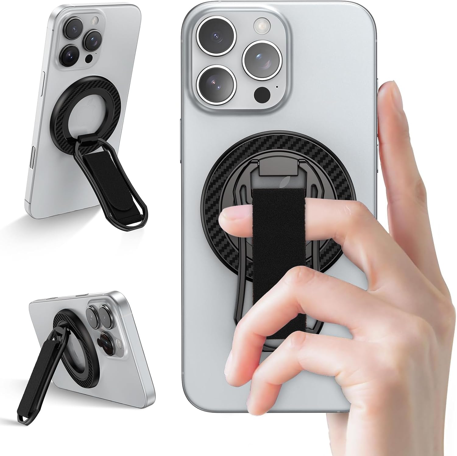 Universal Magnetic Phone Grip – 4 - in - 1 MagSafe Kickstand & Finger Ring Holder - Saif Al Najmi KwPhone HolderSaif Al NajmiSaif Al Najmi KwBlackUniversal Magnetic Phone Grip – 4 - in - 1 MagSafe Kickstand & Finger Ring Holder